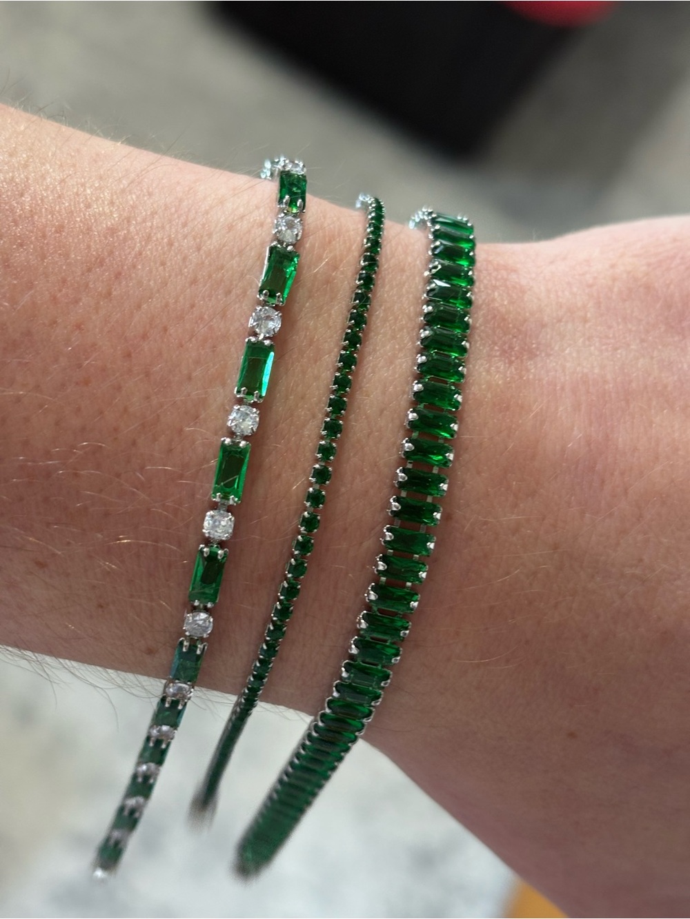 Emerald Green Tennis Bracelet set- Women Jewelry